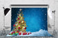 Christmas Tree Blue Background Snow  Photography Backdrop KAT-186