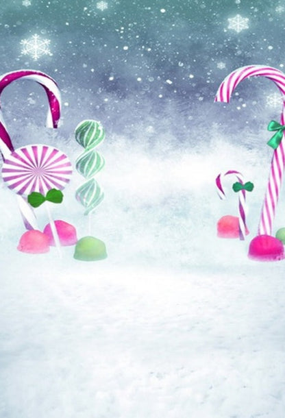 Winter Snow Snowflake Candy Christmas Backdrop