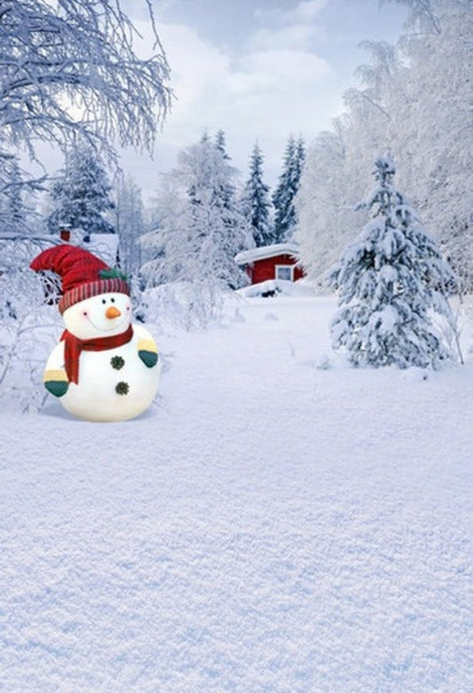 Winter Scence Snowman Forst Backdrop for Photo Booth L-872