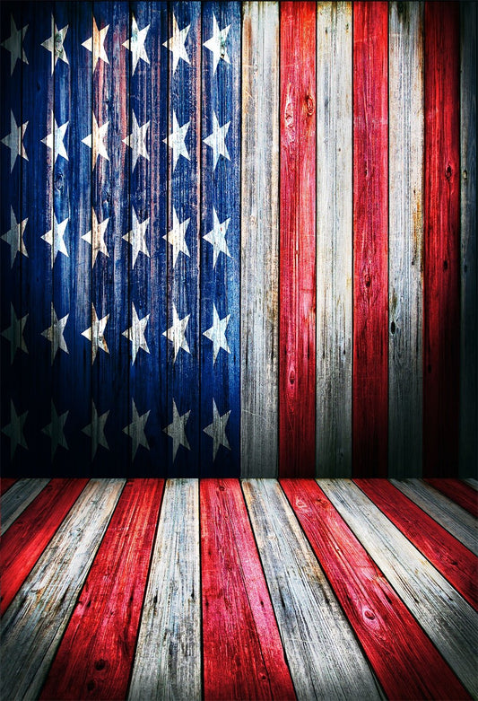 Vintage Wood 4th of July Indepnedence Day Backdrop