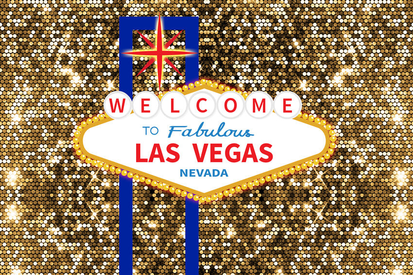 Welcome To Las Vegas Golden Glitter Backdrop