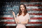 American Flag Independence Day Brick Wall Backdrop M-21