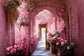Pink Flower Corridor Painting Photography Backdrop 