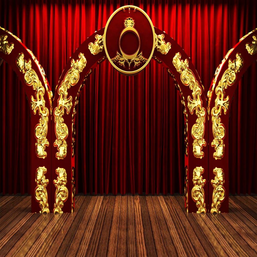 Stage Backdrop Red Curatin Photo Booth Background MR-2108