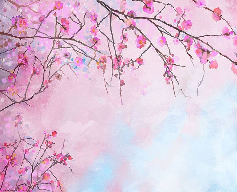 Spring Sky and Beautiful Flowers Plum Blossom Backdrop for Photo Studio NB-055