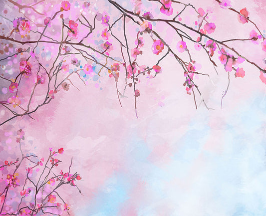 Spring Sky and Beautiful Flowers Plum Blossom Backdrop for Photo Studio NB-055
