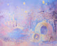 Dream Castle and Pumpkin Carriage Oil Painting Purple Photography Backdrop NB-067