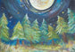 Oil Paint Christmas Tree Forest Under the Night Sky Children Photo Studio Backdrop NB-093
