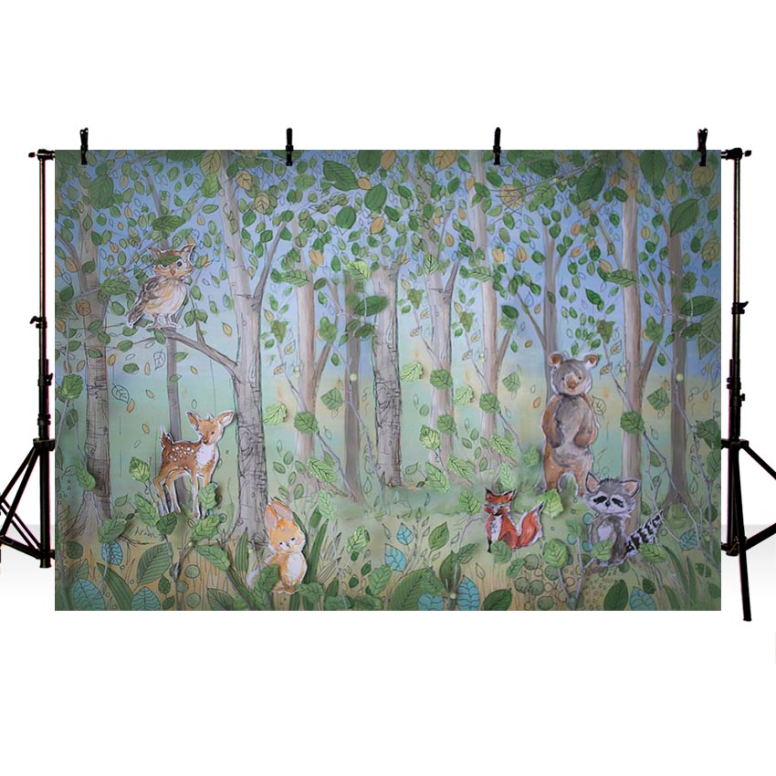 Cute Forest Animal Backdrops for Baby Photography NB-329 