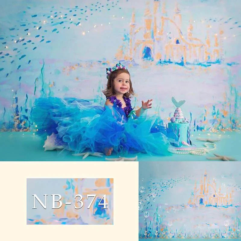 Watercolor Castle Backdrop for Newborn Photography NB-374