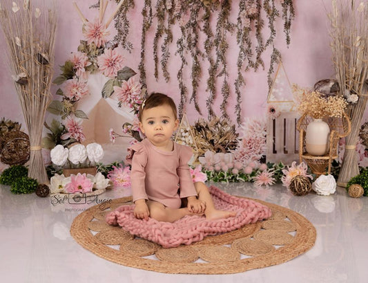 Pink Flower Beautiful Children Backdrops for Photography NB-387
