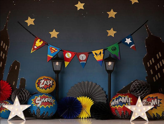 Super Hero Theme Night Lights Background for Photography NB-449