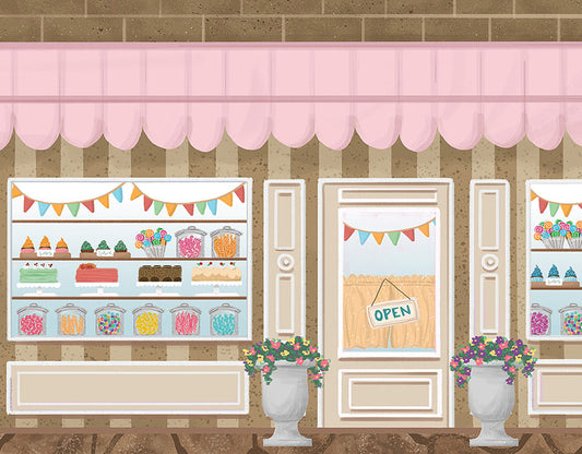 Cartoon Sweet Cake Shop Beautiful Photography Backdrop for Baby Girl NB-459