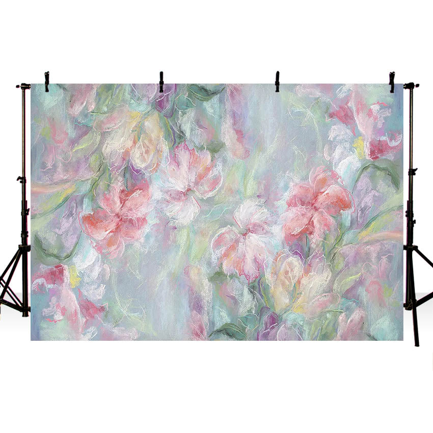 Artistic Oil Painting Flowers Photography Backdrop for Photo Booth NB-494
