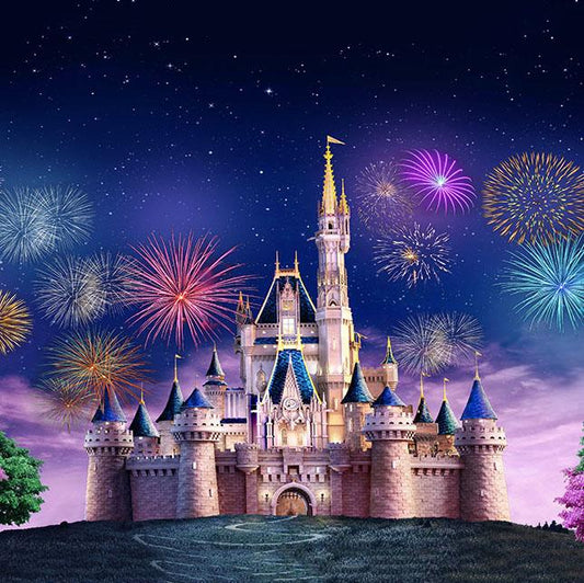 Fantasy Castle Fireworks Photography Backdrop S-2720