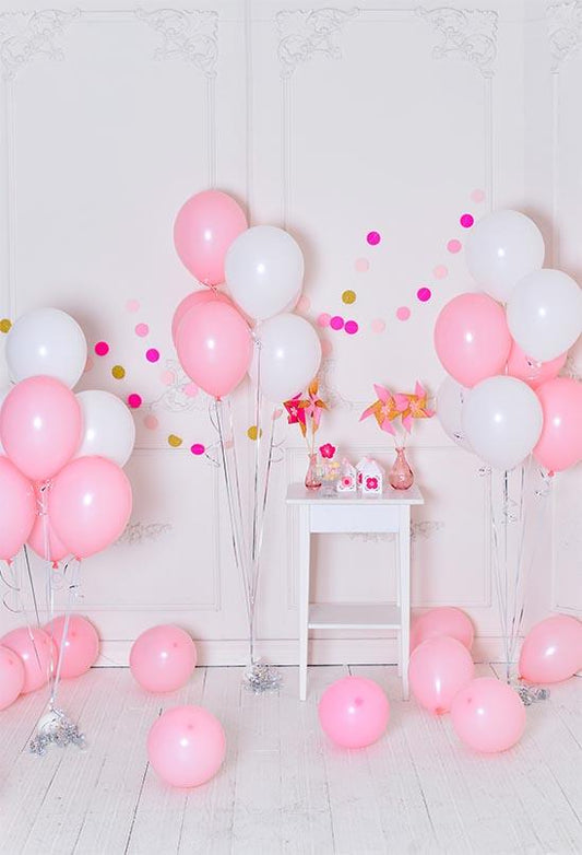 Birthday Party Background Balloons Backdrop Pink Backdrops S-3143