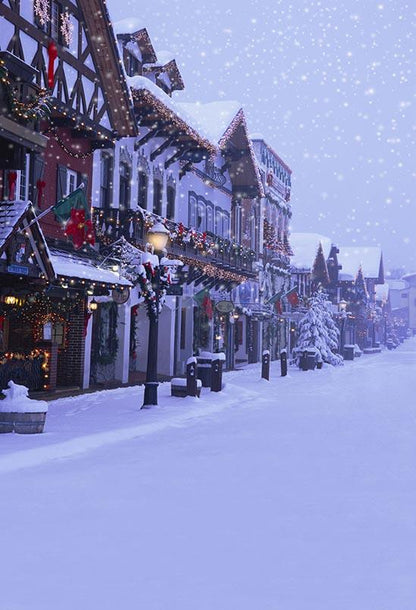 Christmas Snow Street Town Backdrop for Picture S-3184