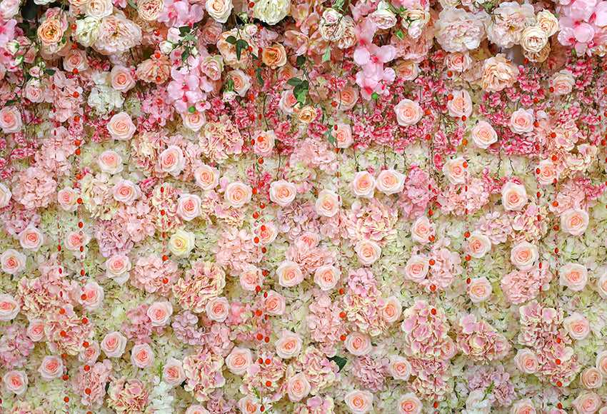 Pink and White Rose Flowers Wedding Backdrop SH-1010