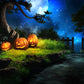 Halloween Holiday Night Pumpkins Backdrop for Photography