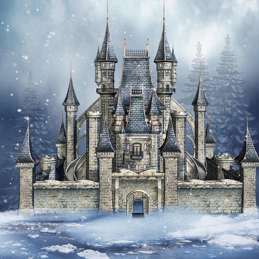 Winter Fairytale Castle Wonderland Backdrop for Photography