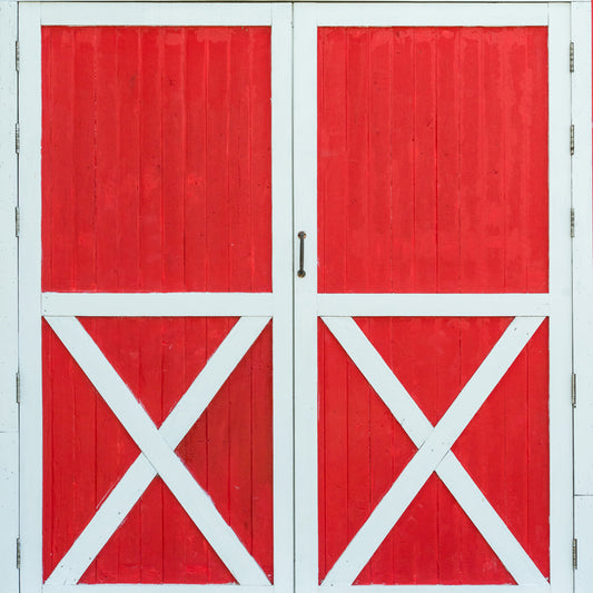Red Wooden Barn Door Backdrop for Photography