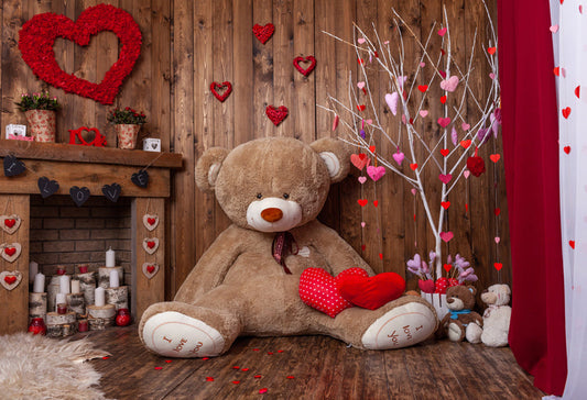 Bear Valentine Photo Booth Backdrop