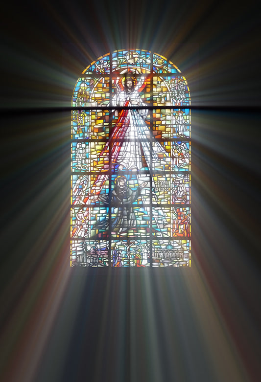 Biblical Stained Glass Light Rays Religious Backdrop SH-986