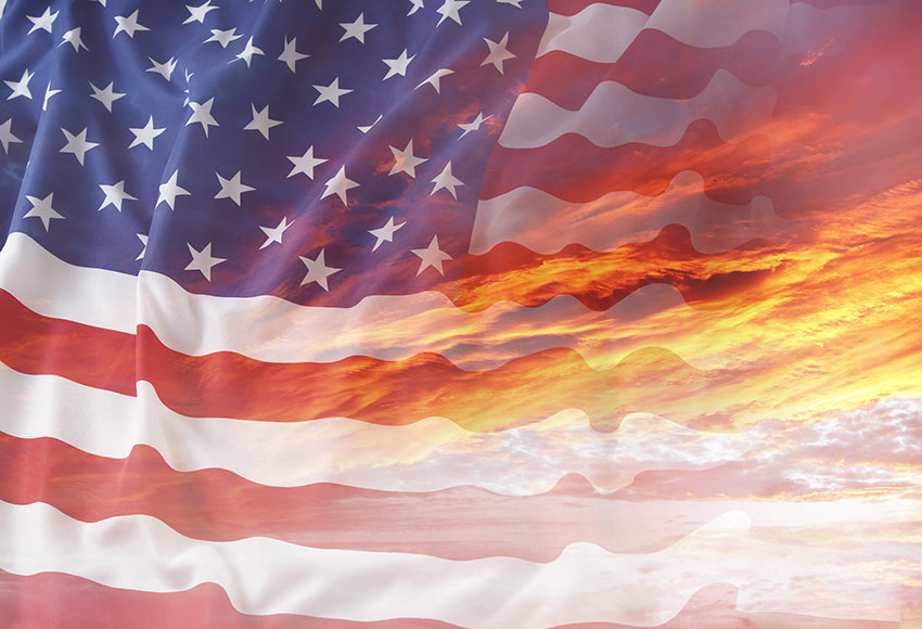 American Flag Bright Sky Photography Backdrop