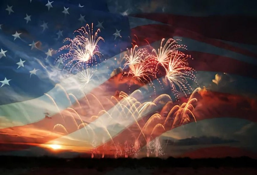 USA Flag Celebratory Fireworks Independence Day Backdrop SH285