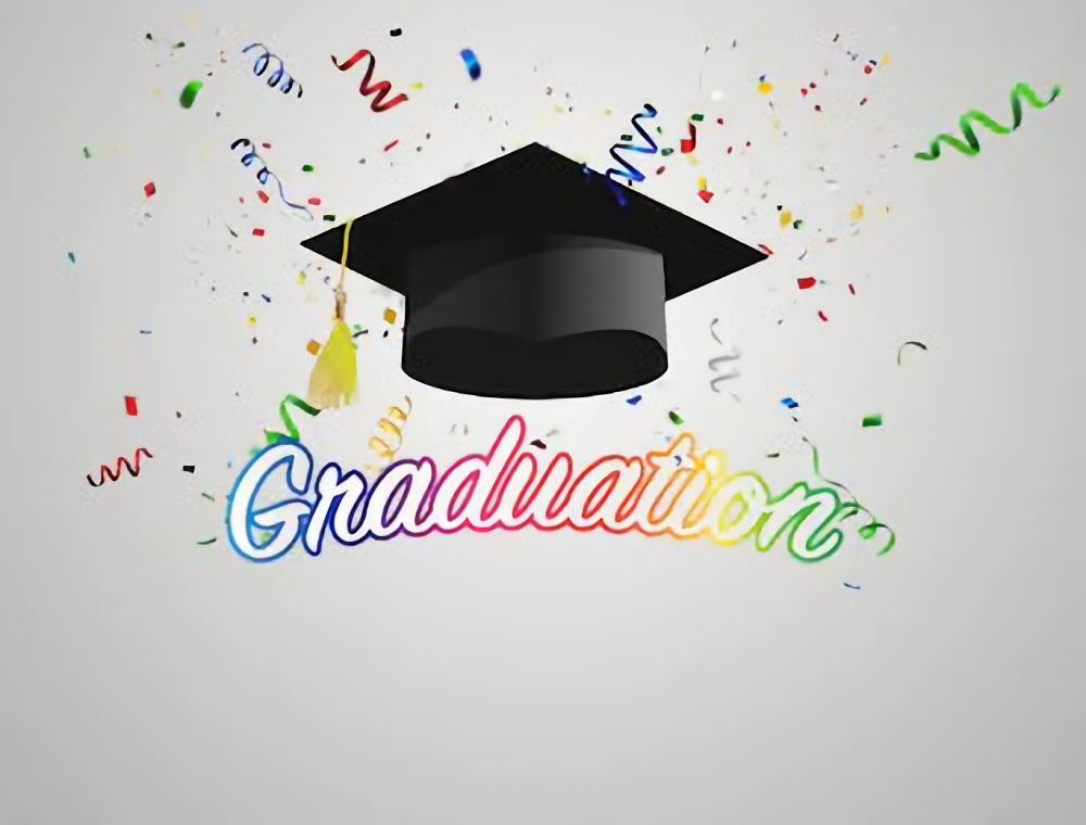 Graduate Caps Colorful confetti Photo Booth Backdrop SH-378
