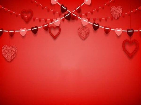 Red Valentine's Day Hearts Garland Photo Shoot Backdrop SH512