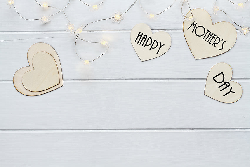 Happy Mother's Day  White Wood Photo Backdrop  SH625
