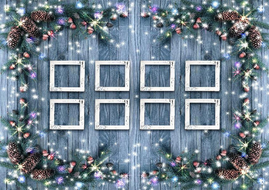 Christmas Decoration Gray Wood Wall Photography Backdrop
