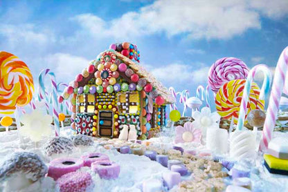 Christmas Candy Snow Winter Backdrop for Children ST-442