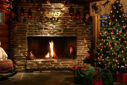 Christmas Backdrop Xmas Tree Fireplace  ST-444