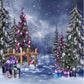 Purple Christmas Lights Tree Gift Photography Backdrop  ST-459