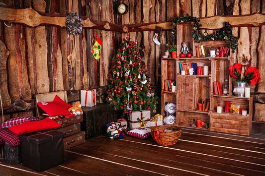 Christmas Decorations Xmas Tree  Book Shelf Photo Backdrop ST-514