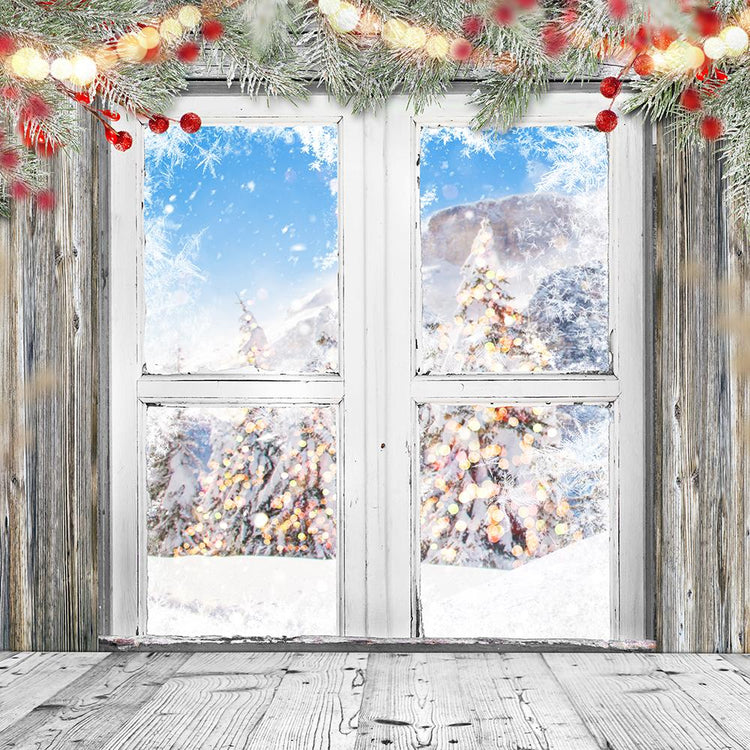 Window Snow Scenery Christmas Backdrops for Photography DBD-19327 ...