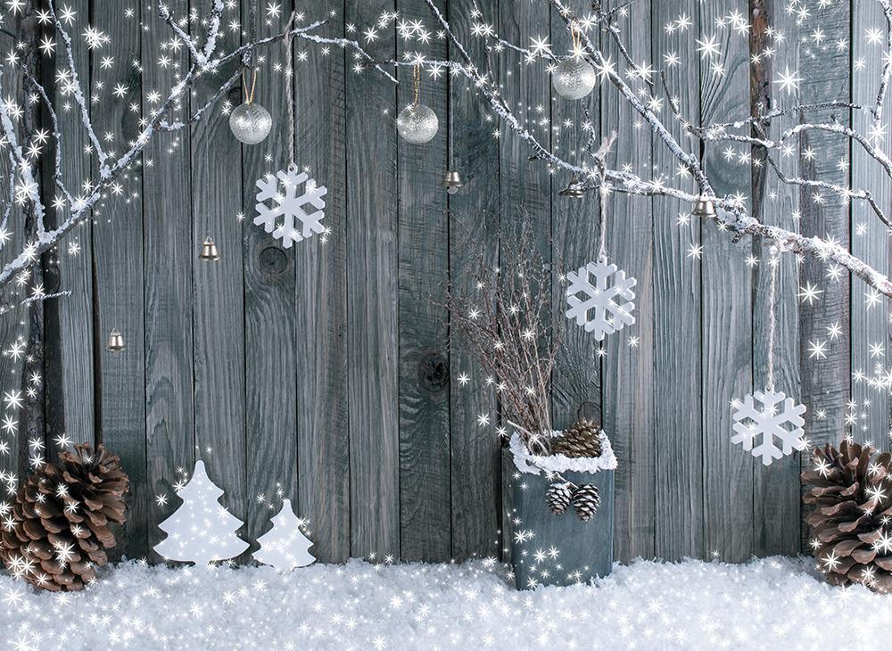 Snowscape Plank Background Christmas Backdrops for Photography IBD-19324