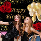 Birthday Gold Heels Balloons Roses Custom Backdrop