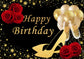 Birthday Gold Heels Balloons Roses Custom Backdrop TKH1528