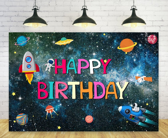 Space Theme Birthday Party Bakckdrop TKH1592 – Dbackdrop