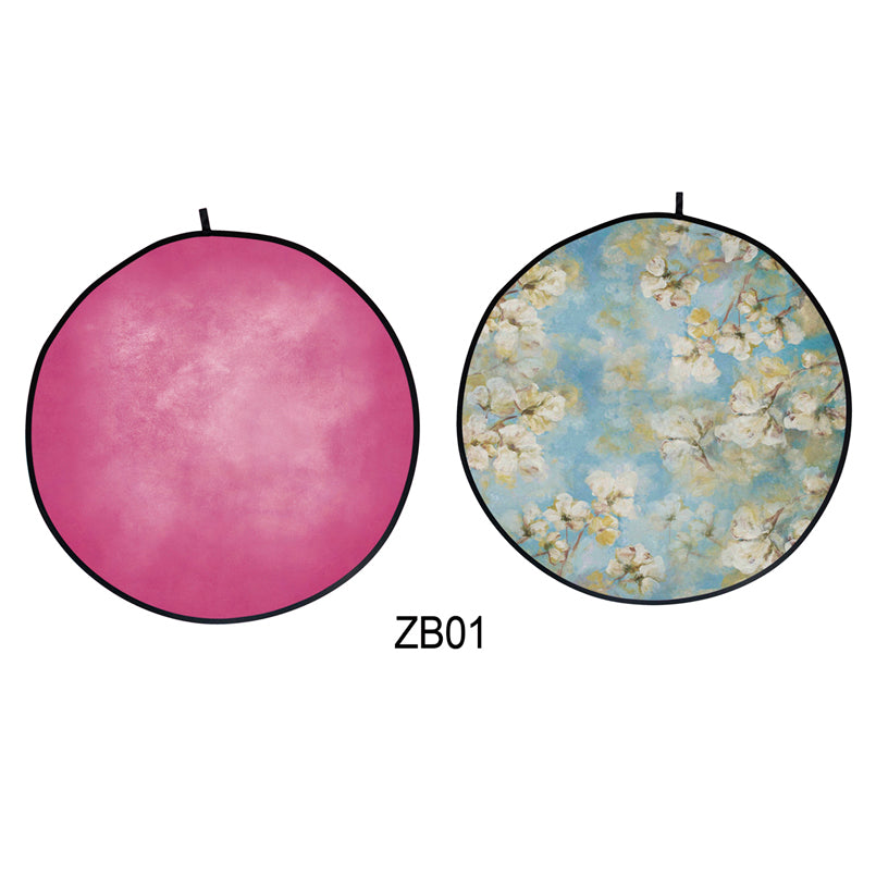 Collapsible Double-sided Round Floral /Pink Backdrop 5x5ft(1.5x1.5m) ZB01