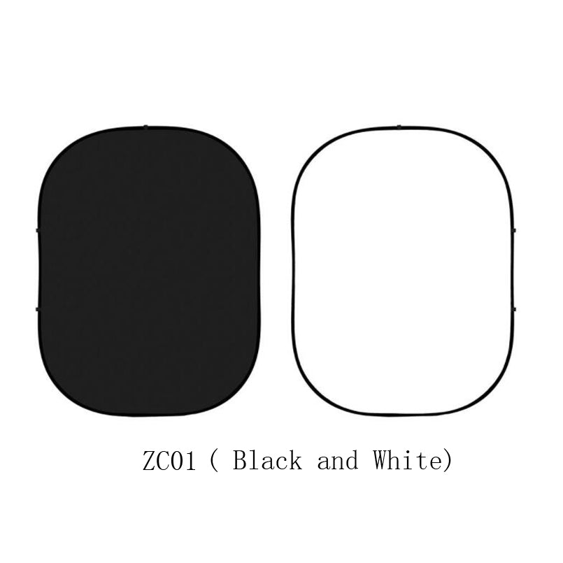 Collapsible Double-sided Black and White Photo Backdrop  5x6.5ft(1.5x2m) ZC01