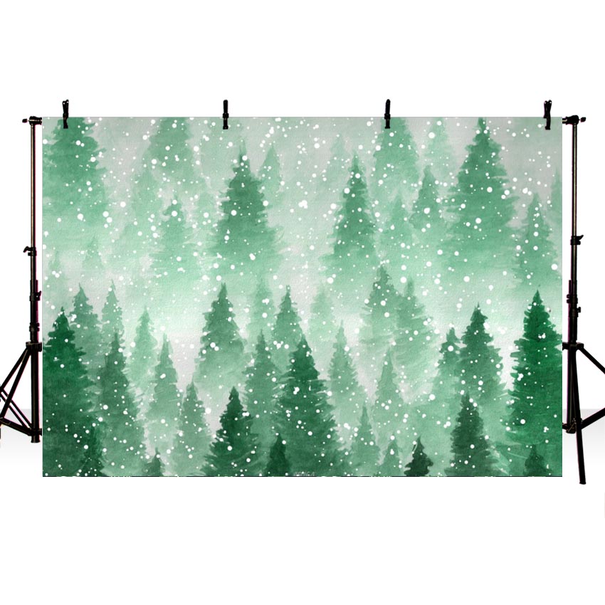 Fir Trees Backdrop Snow Background Baby Photography ZG-71