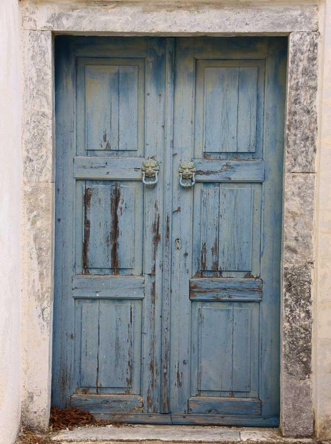 Vintage Shabby Light Blue Wooden Door For Photo Backdrop KAT-157