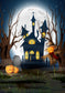 Cartoon Castle Background Pumpkin Lanterns IBD-P19139