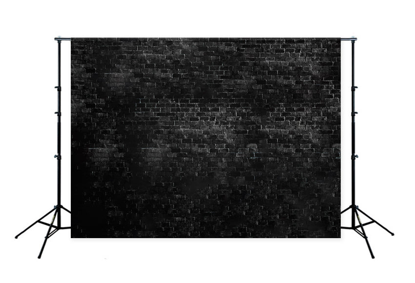 Black Textured Brick Wall Photography Backdrop D-239