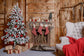 Christmas Stove Gift Socks Wooden Christmas Backdrops DBD-H19172