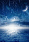White Moon Clouds Twinkle Stars Night Sky Photography Backdrop